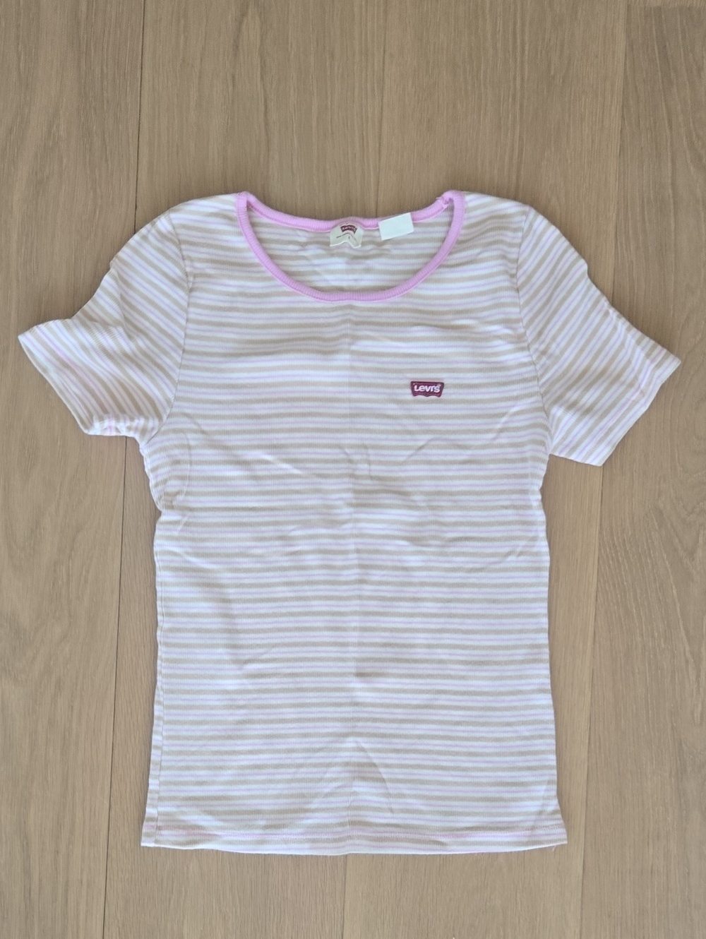 Levi's Pink & White Striped Crew Neck Tee